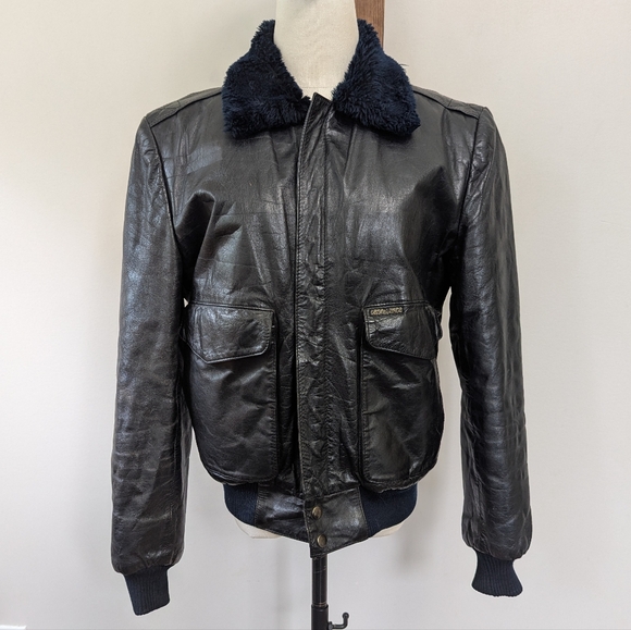 Vintage 70s Leather‎ Aviator Bomber Jacket Mens 40